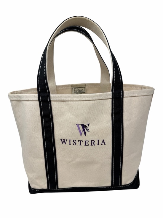 L.L. Bean Handbags - L.L. Bean Boat and Tote Bag in Cream Canvas with Black Trim Purple Wisteria Logo